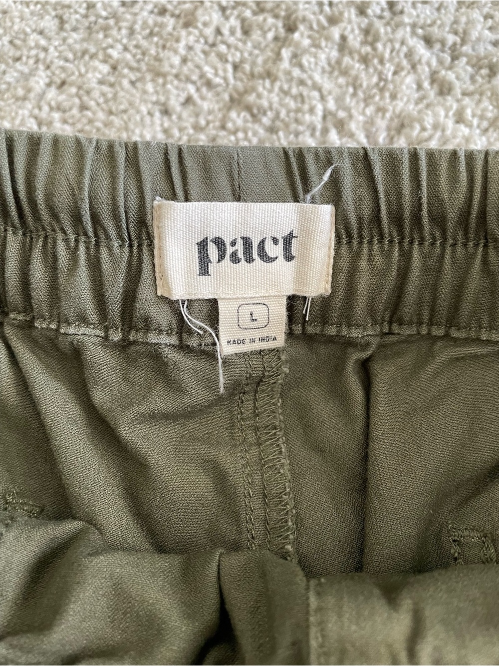 Pact Daily Twill Short Organic Cotton Olive Green Women’s Size Large Shorts - Picture 3 of 6